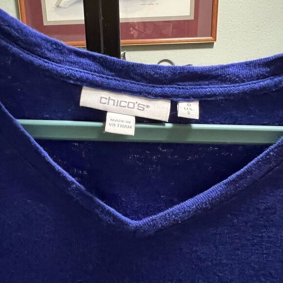 Chico’s Women's Cobalt Blue V-Neck Top #091 - Picture 2 of 4